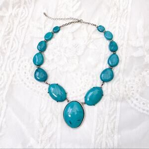 Statement Necklace Turquoise Resin Beaded